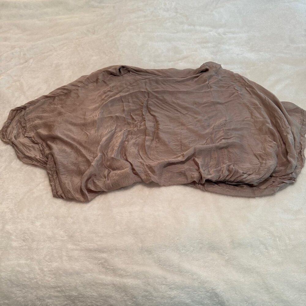 M Mushroom Silk Blend Blouse with Bat Wing Sleeves Size M